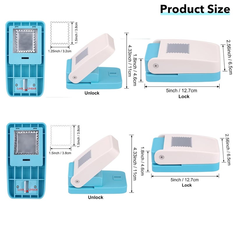 BAOFALI 2Pcs/Set Stamp Puncher 1.5x1.5inch &1.25x1.5inch Rectangular Postage Stamp Punch |Stamp Hole Puncher| Lever Action Paper Punches for Crafting Scrapbooking DIY Card Making Arts Crafts Supplies - Image 2